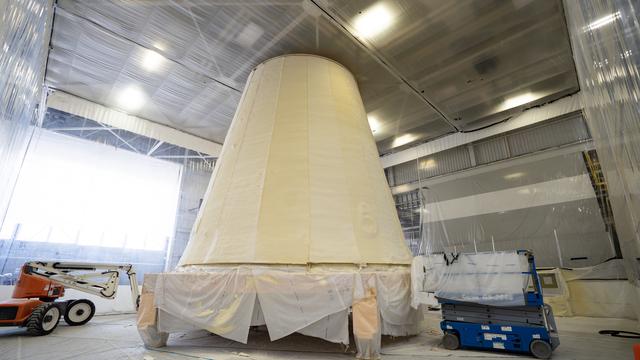 NASA image: Technicians Apply Thermal Protection Material to NASA Moon Rocket Hardware 